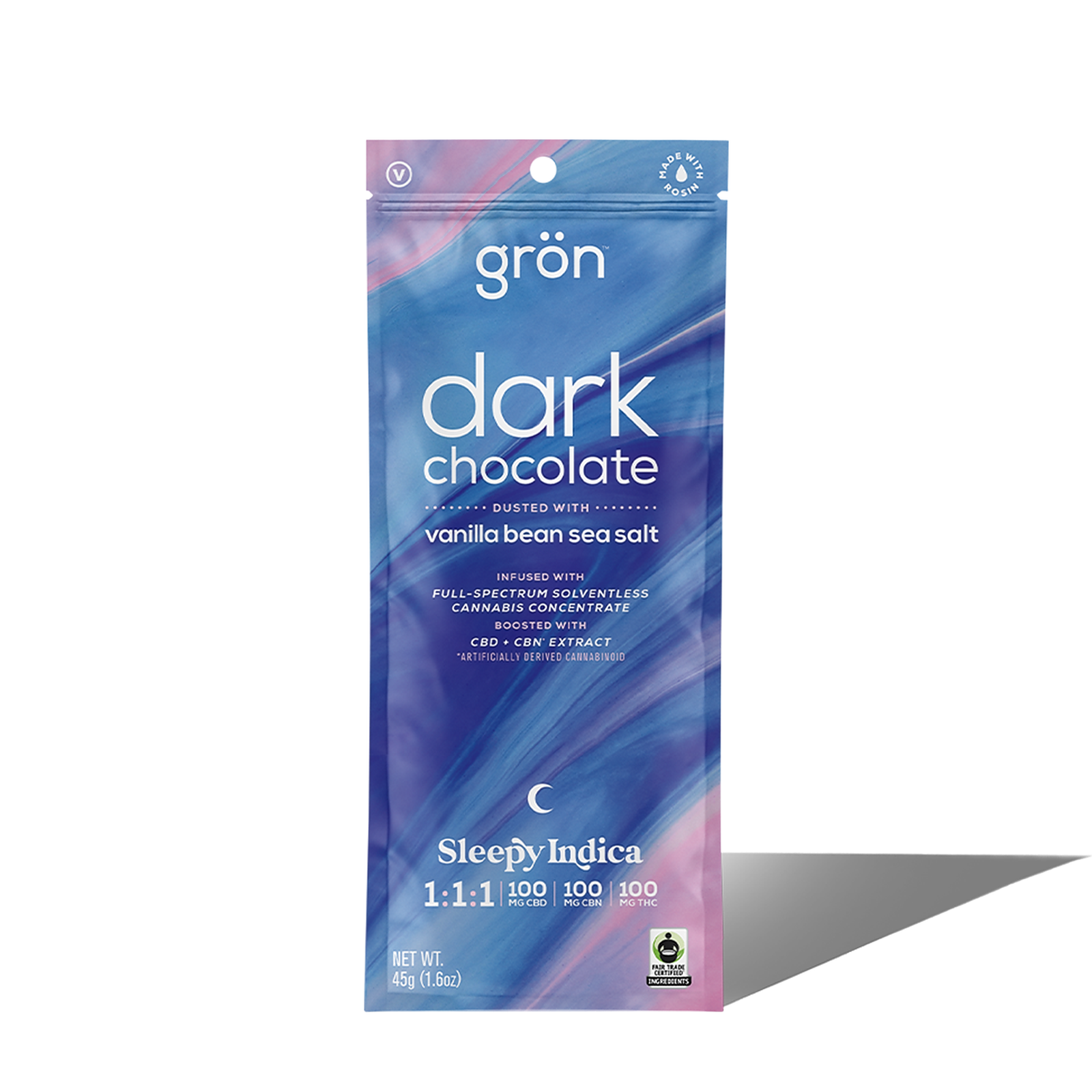 Photograph of product: (1:1:1) CBN Dark Chocolate Bar w/ Vanilla Bean Sea Salt 100mg TH-oui / 100mg CBD / 100mg CBN