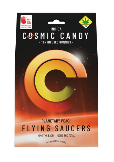 Photograph of product: Planetary Peach 100mg Oui'd Gummies Cosmic Candy W1-24