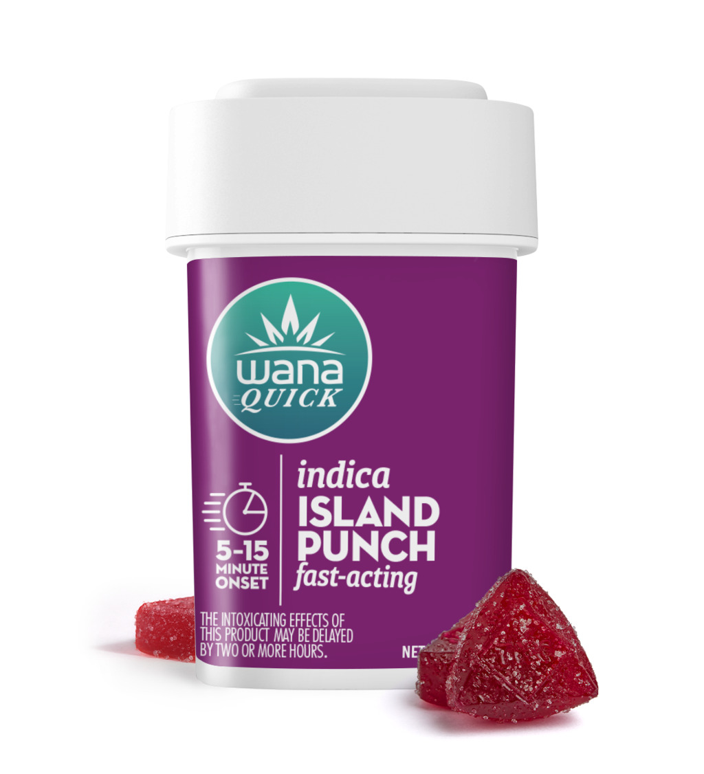 Photograph of product: Wana: Quick Island Punch Indica | Soft Lozenges | 100mg THC | 10pk