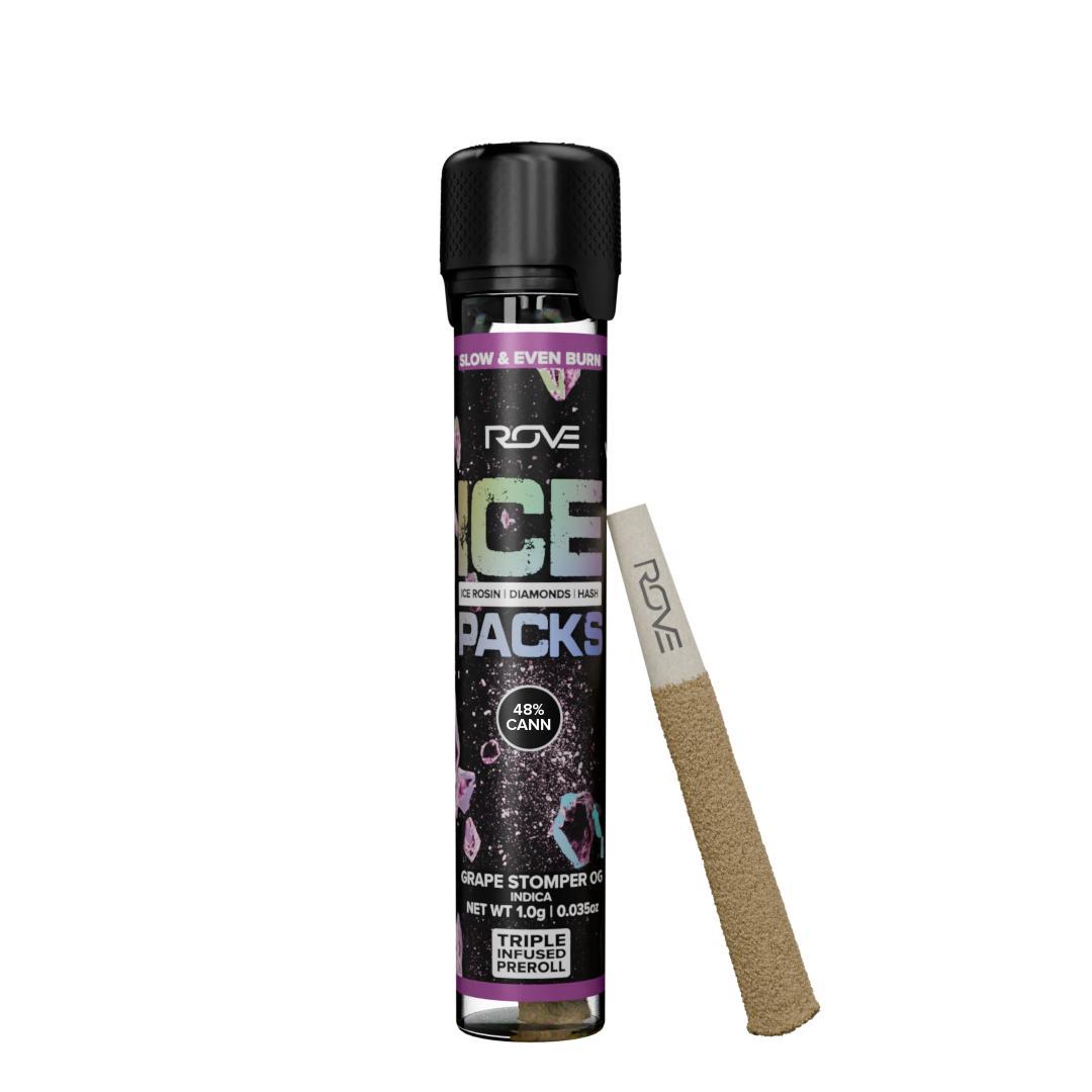 Photograph of product: ROVE 1G GRAPE STOMPER ICE PACK INFUSED PRE-ROLL