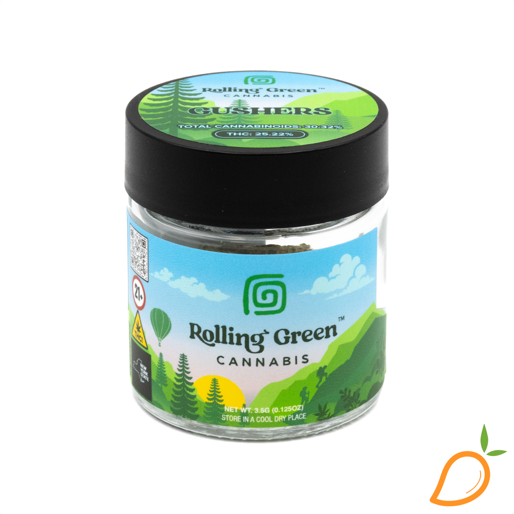 Photograph of product: 3.5g Gushers Prepackage Flower Rolling Green