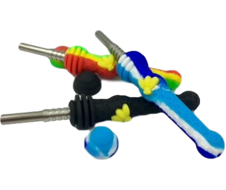 Photograph of product: 14mm Silicone Dab Straw with Honey Bee