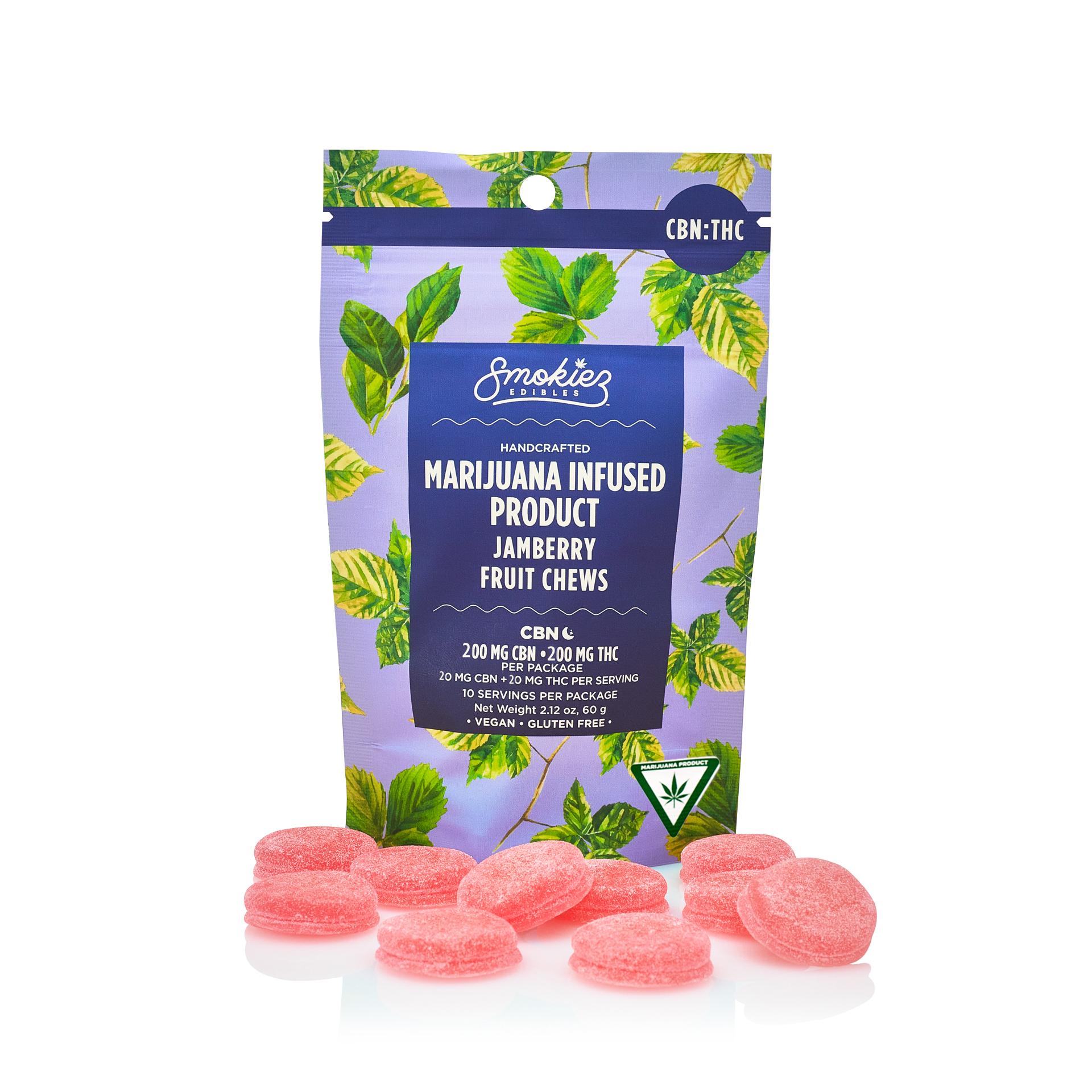 Photograph of Product: Smokiez Sweet Jamberry (1:1/CBN:THC) Fruit Chews