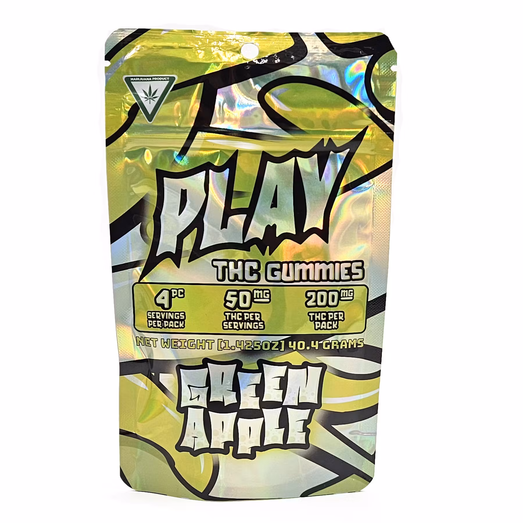 Photograph of product: Play - Green Apple Gummies - 200MG  -  4pc