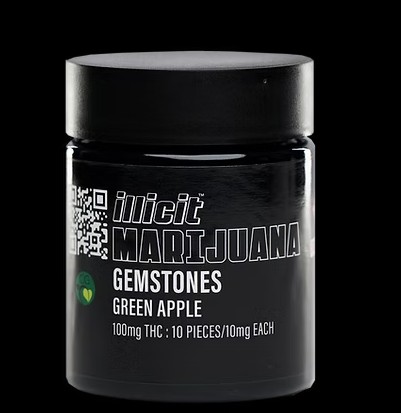 Photograph of product: ILLICIT 100MG GREEN APPLE GEMSTONES