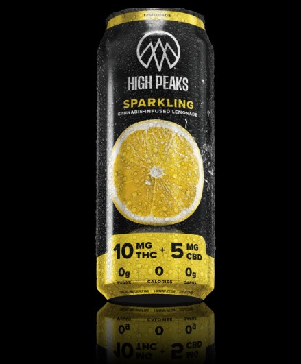 Photograph of product: High Peaks | Sparkling Lemonade | 10mg TH-oui 5mg CBD | Beverage
