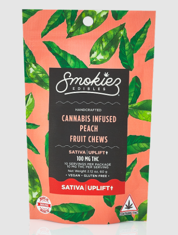Photograph of product: Smokiez - Peach Oui'd Fruit Chews 100mg