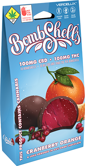 Photograph of product: Bombshells | Cranberry Orange | 10pk | DOH | 100mg TH-oui : 100mg CBD