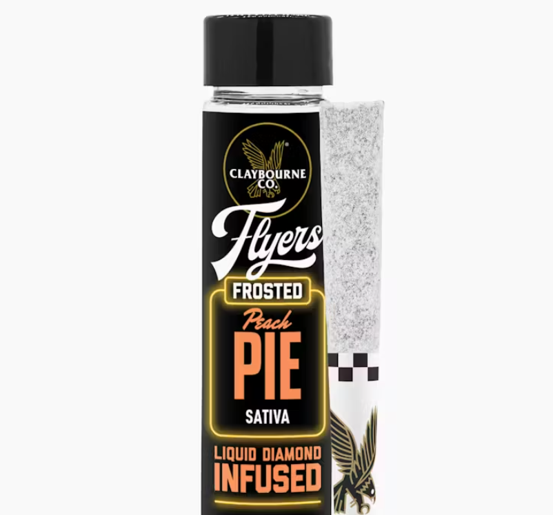 Photograph of product: Claybourne Co Flyers Frosted Peach Pie Oui'd Infused Preroll 2pk 1g