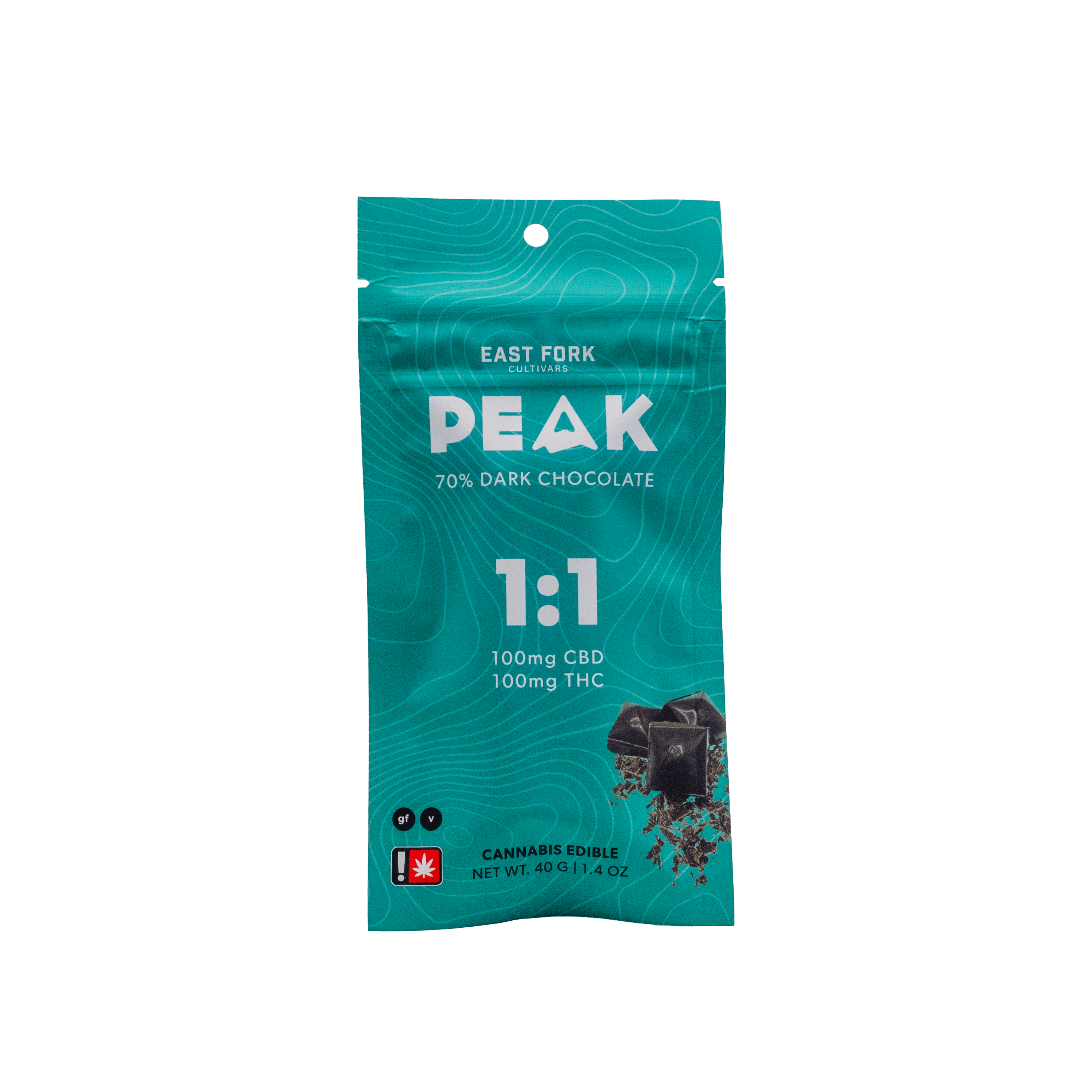 Photograph of product: Peak | 1:1 CBD:TH-oui Chocolate Bar | 100mg