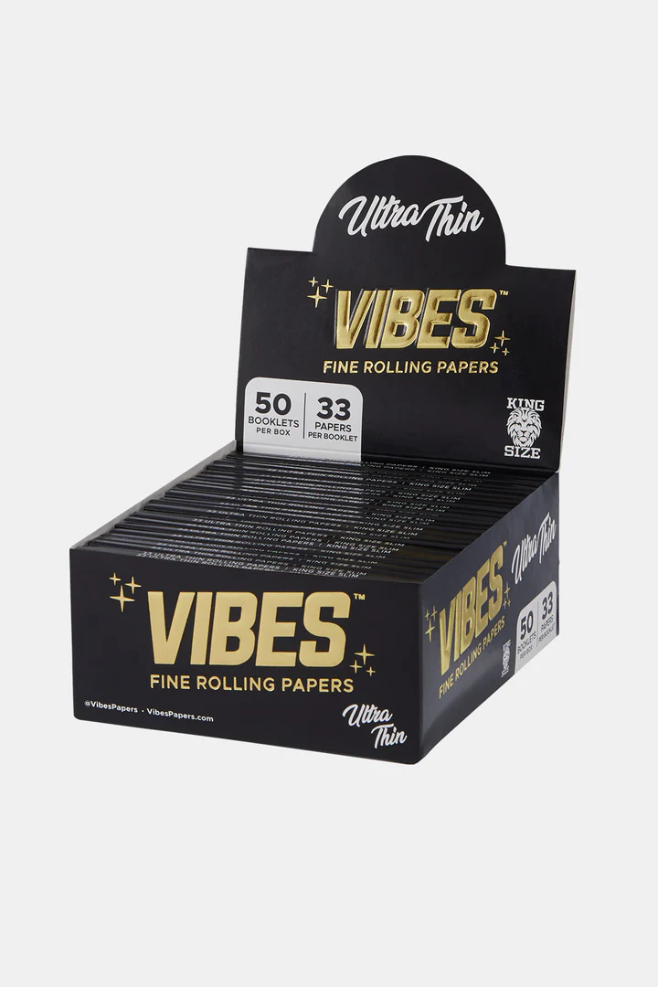 Photograph of product: Vibes - 1 1/4 Ultra Thin (Black) - Cones - 6pk