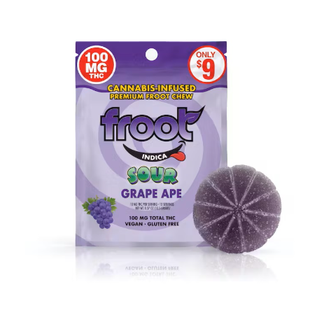 Photograph of product: GRAPE 100MG SOUR GUMMY