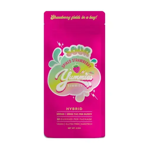 Photograph of product: Sour Spiked Strawberry Hybrid Gummies 100mg