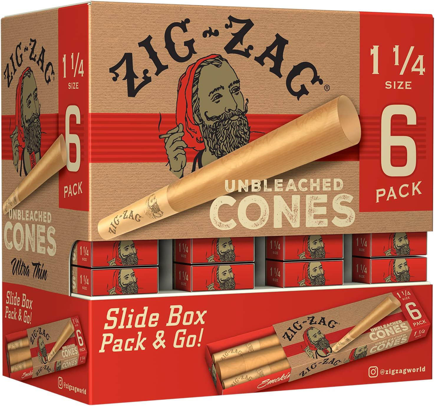 Photograph of product: Zig Zag Unbleached Cones- 6 pack