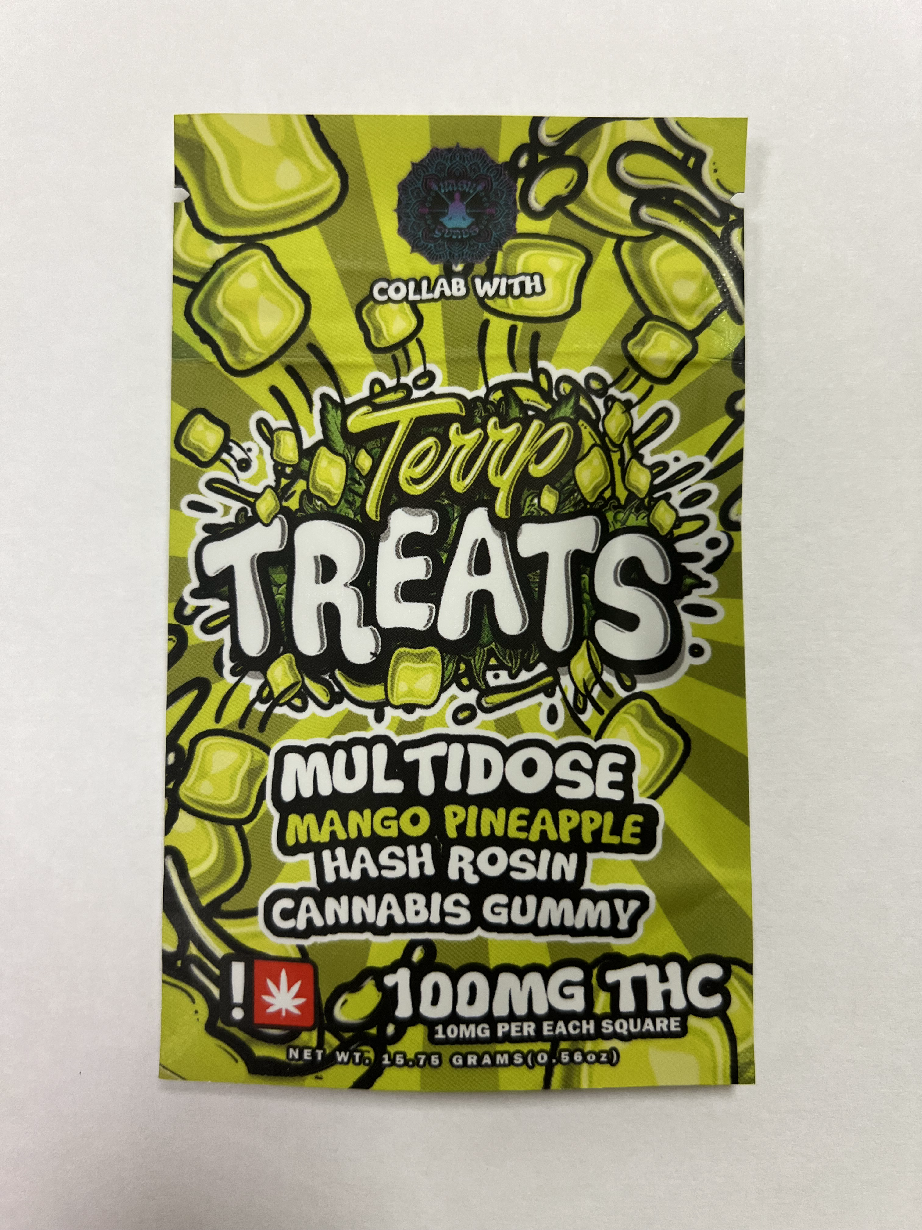 Photograph of product: Terrp Treats au chocolat Rosin Gummy: Mango Pineapple