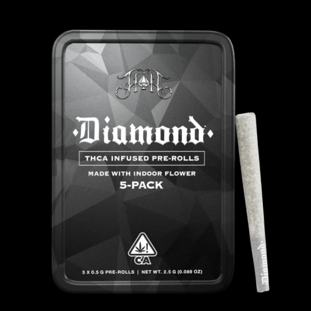 Photograph of product: VELVET .5G DIAMOND INFUSED PRE-ROLL 5-PACK