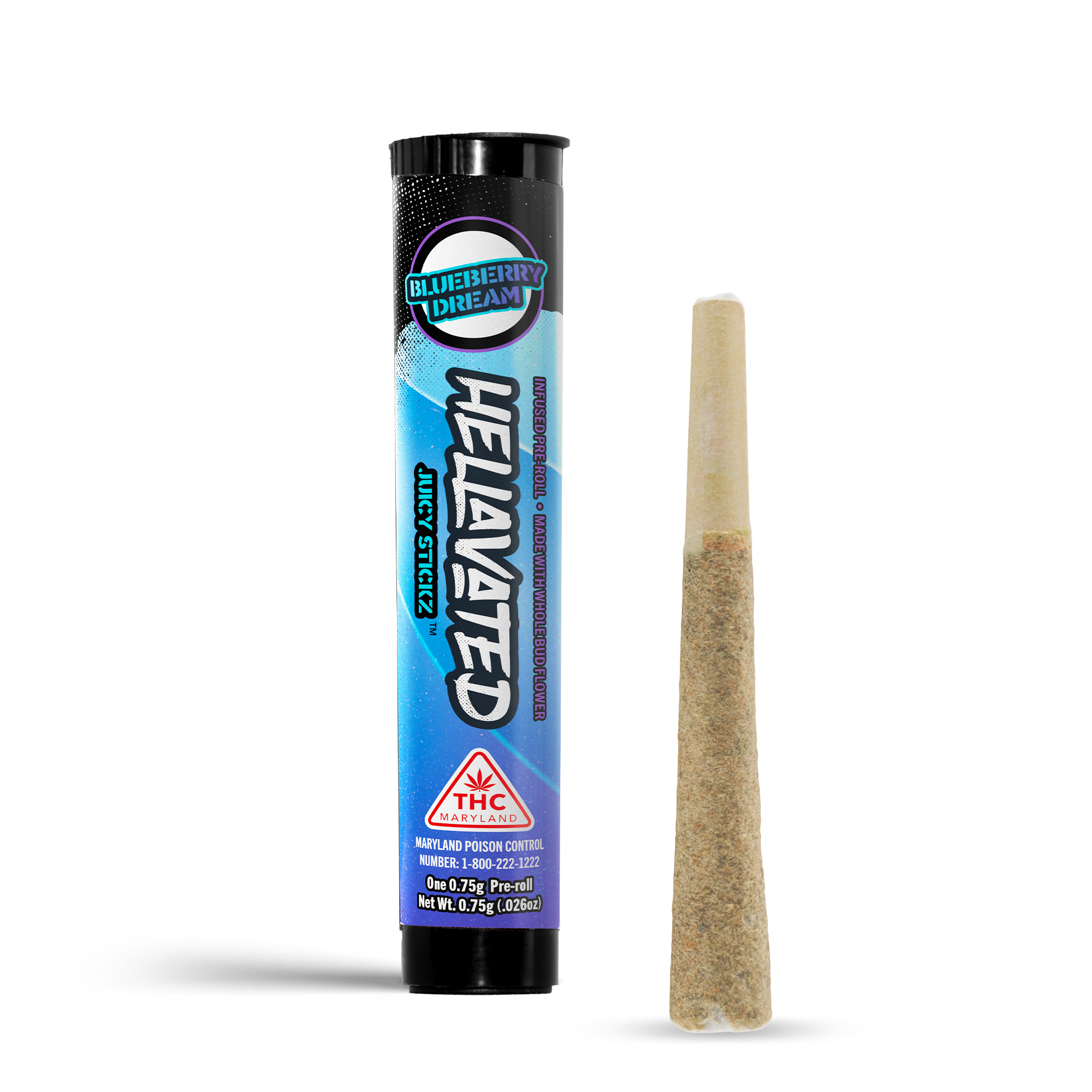 Photograph of product: Blueberry Dream Juicy Stickz Infused Pre-Roll | 0.75 g
