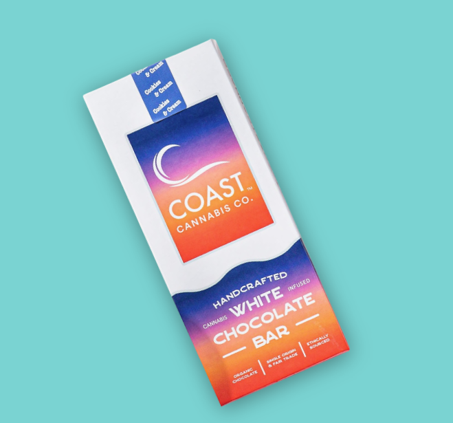 Photograph of product: Coast Cookies & Cream White Chocolate (H) Bar 5mg 20pc