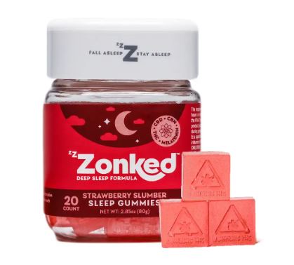 Photograph of product: Strawberry Slumber 1:1:1 (TH-oui:CBD:CBN) I 100mg Gummies (20pk)