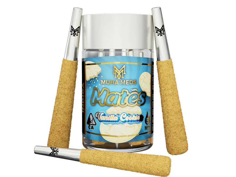 Photograph of product: Muha Meds Mates 5x0.6g Infused Pre Roll Pack | Vanilla Cookies - Oui'd