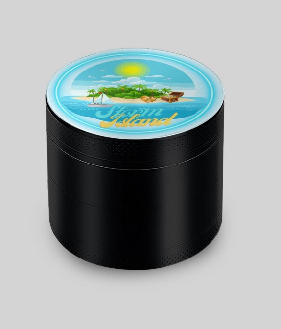 Photograph of product: Storm Island - 55mm Zinc 4-Piece Grinder - Black (Assorted Designs)