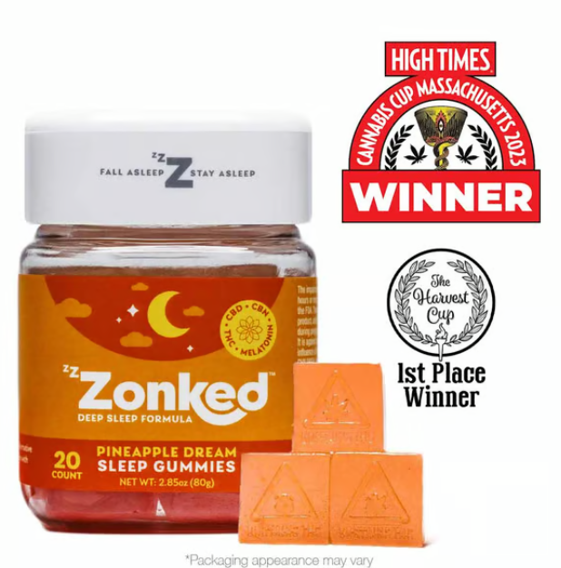 Photograph of product: 1:1:1 Pineapple Dream Gummies | 20x5mg TH-oui:CBD:CBN | Zzzonked