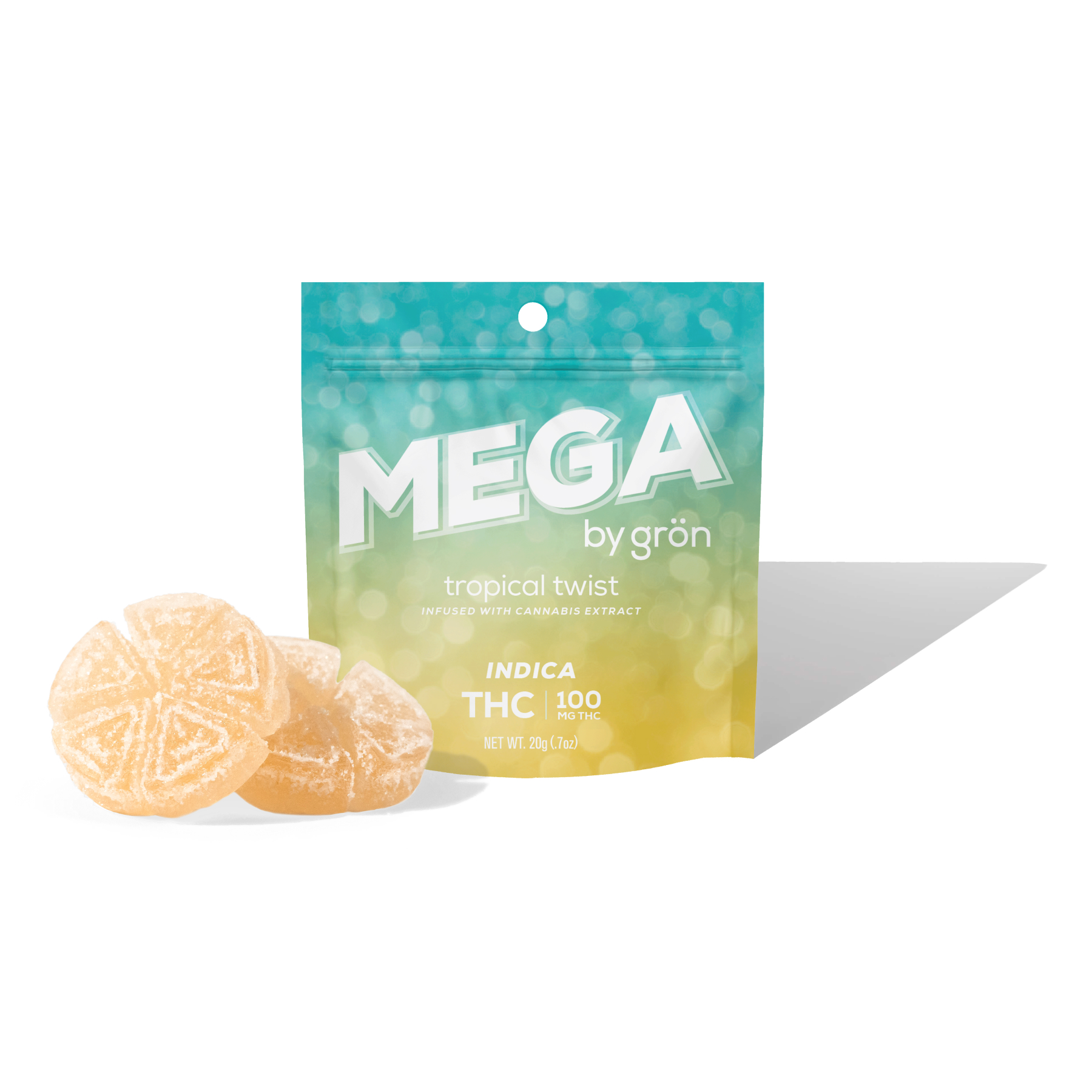 Photograph of product: Gron | Tropical Twist MEGA 2pc | 100mg Gummies
