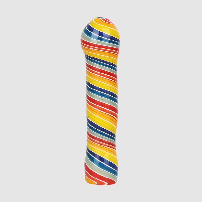Photograph of product: Glass - Rainbow Spirals Chillum - 3.5"