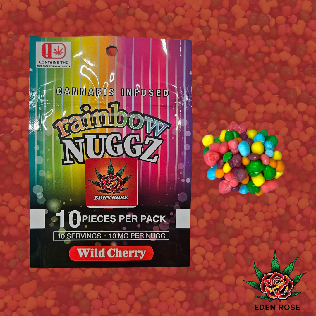 Photograph of Product: Eden Rose-100mg Gummy-Rainbow Nuggz-Wild Cherry