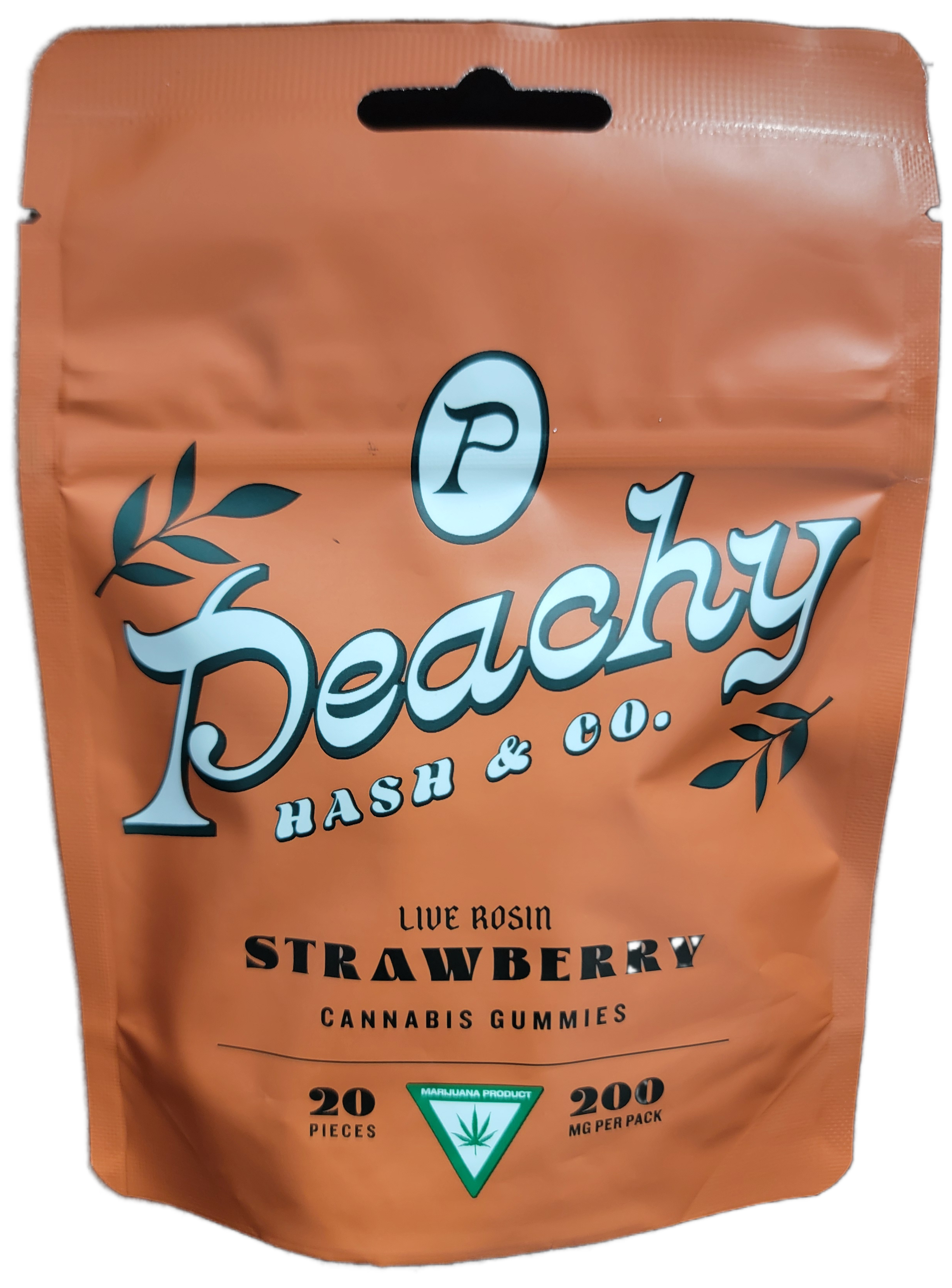 Photograph of product: Peachy au chocolat & Co. | Strawberry | Live Rosin Gummies | 200mg