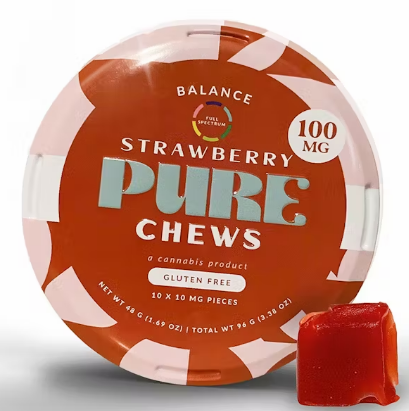 Photograph of product: Pure: Chews Strawberry 100mg