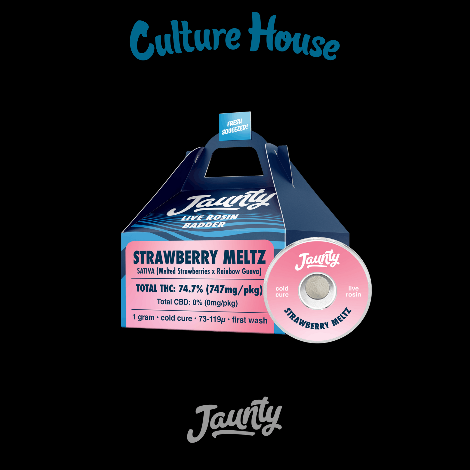 Photograph of Product: Jaunty | Strawberry Meltz | Live Rosin Badder