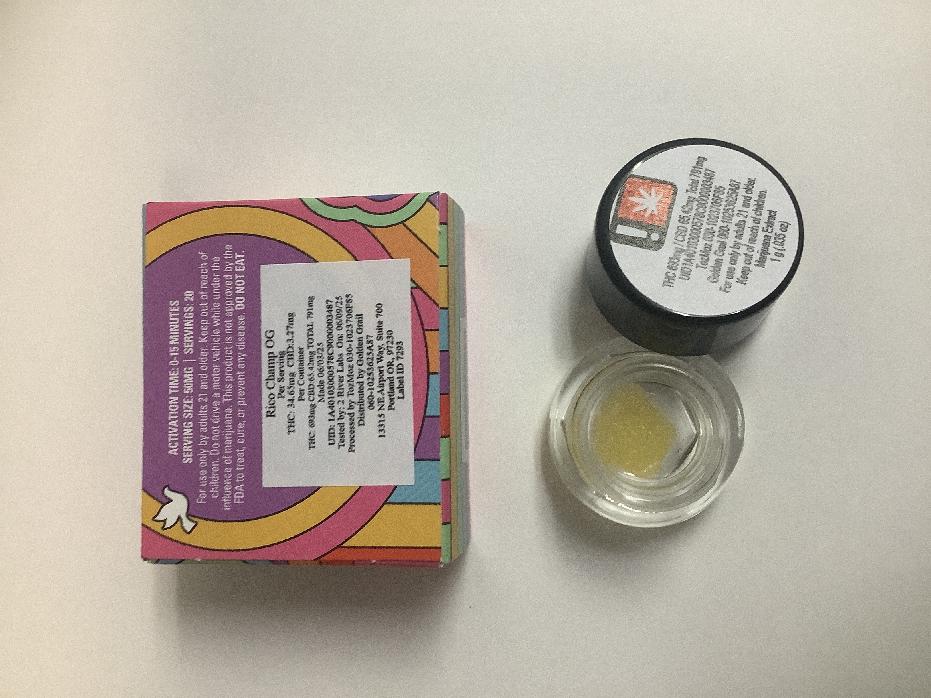 Photograph of product: Private Stash Peace Puck - RICO CHAMP OG - Cured Resin - (1g) -H