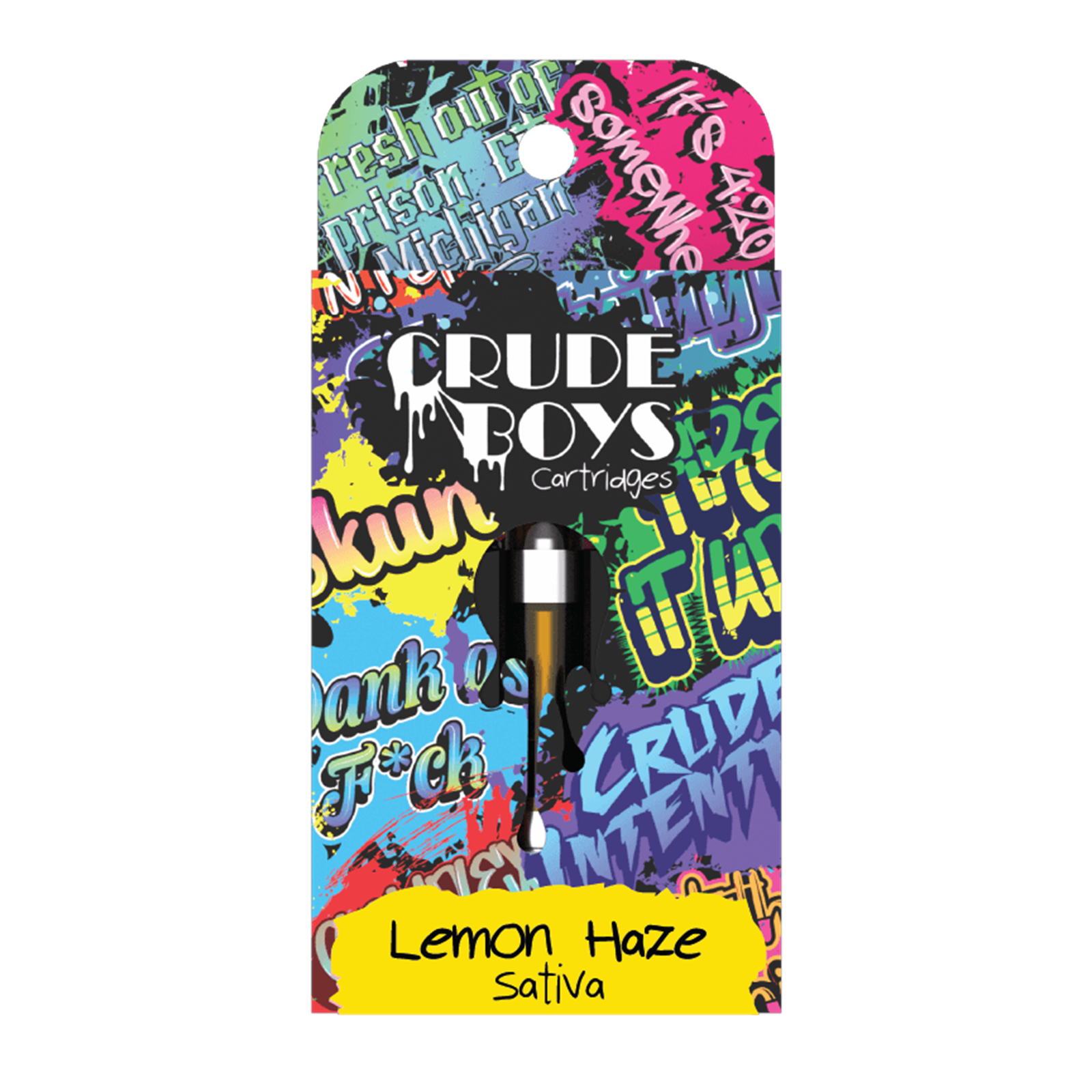 Photograph of product: Crude Boys | Lemon Haze | Oui'd | 1G 510 Vape Cartridge | REC