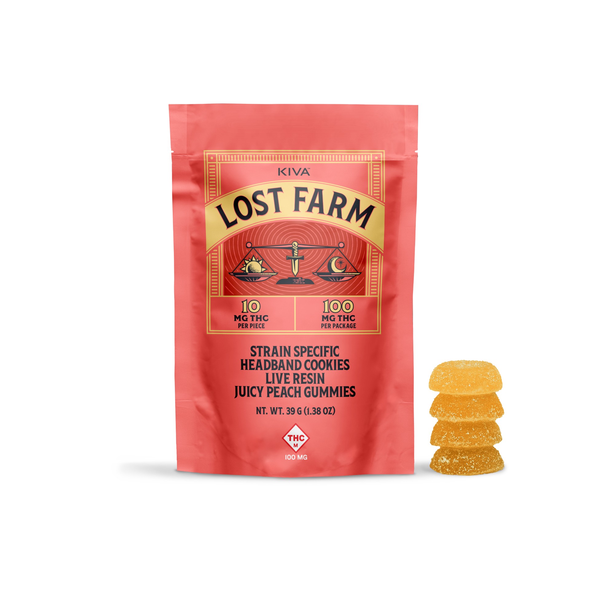 Photograph of product: Juicy Peach - Live Resin Headband Cookies Gummies - 100mg