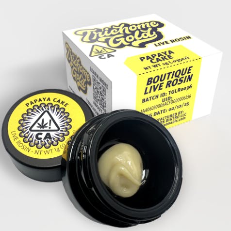 Photograph of product: Papaya Cake Live Rosin 1g - Sales Floor