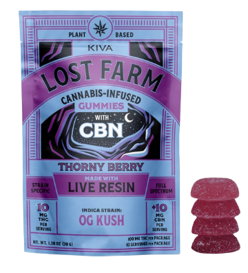 Photograph of product: Live Resin Thorny Berry - TH-oui:CBN Gummie 10 Pack (100mg)