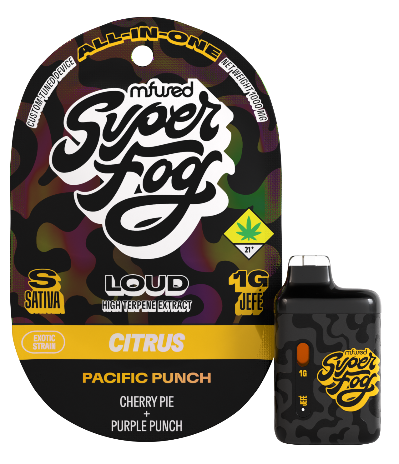 Photograph of product: Mfused Loud VAPE Pacific Punch Disposable 1g
