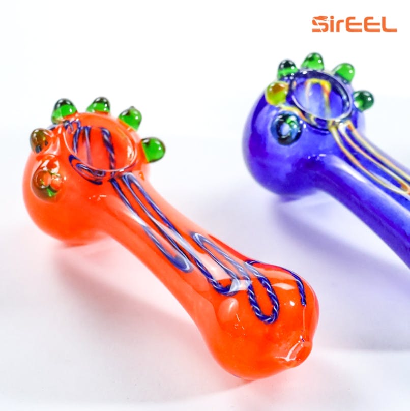 Photograph of product: 4" Frit and Marbles Glass Pipe