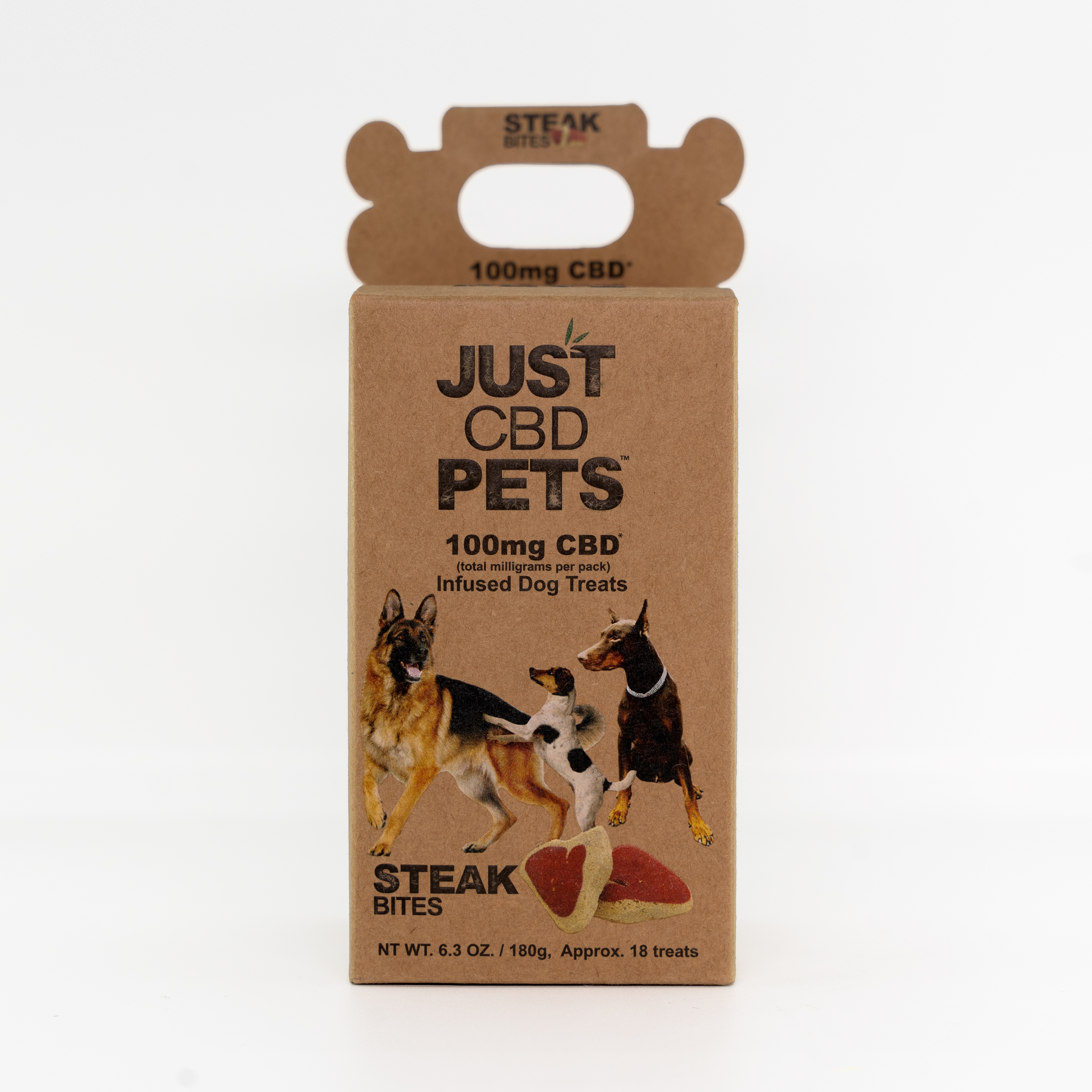 Photograph of product: JustCBD - 100mg Dog Treats - Steak Bites