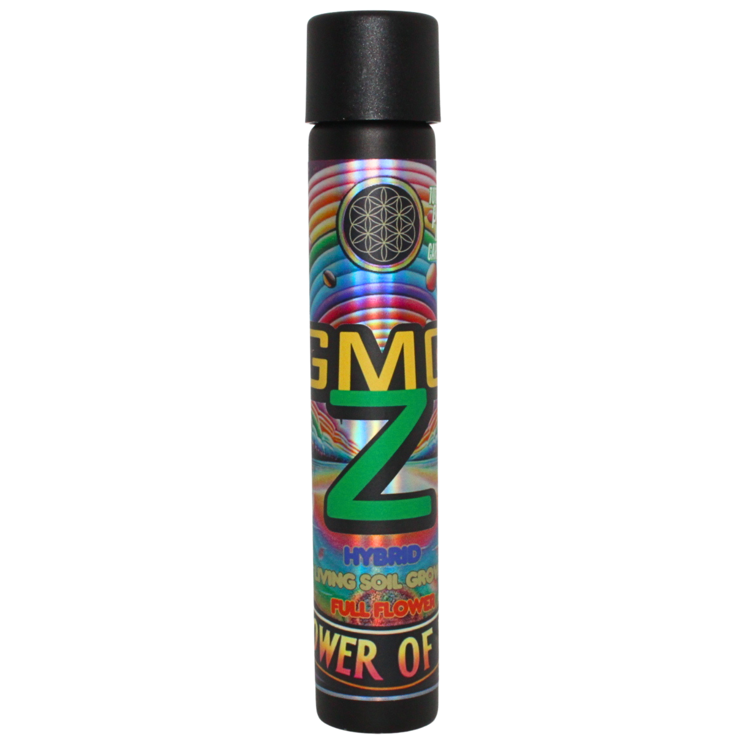 Photograph of product: FLOWER OF LIFE GMO ZKITTLES FULL FLOWER PREROLL REC