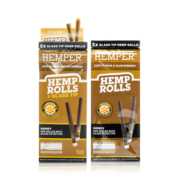 Photograph of product: Hemper | Hemp Rolls with Glass Tip | King size 2pk - | Honey