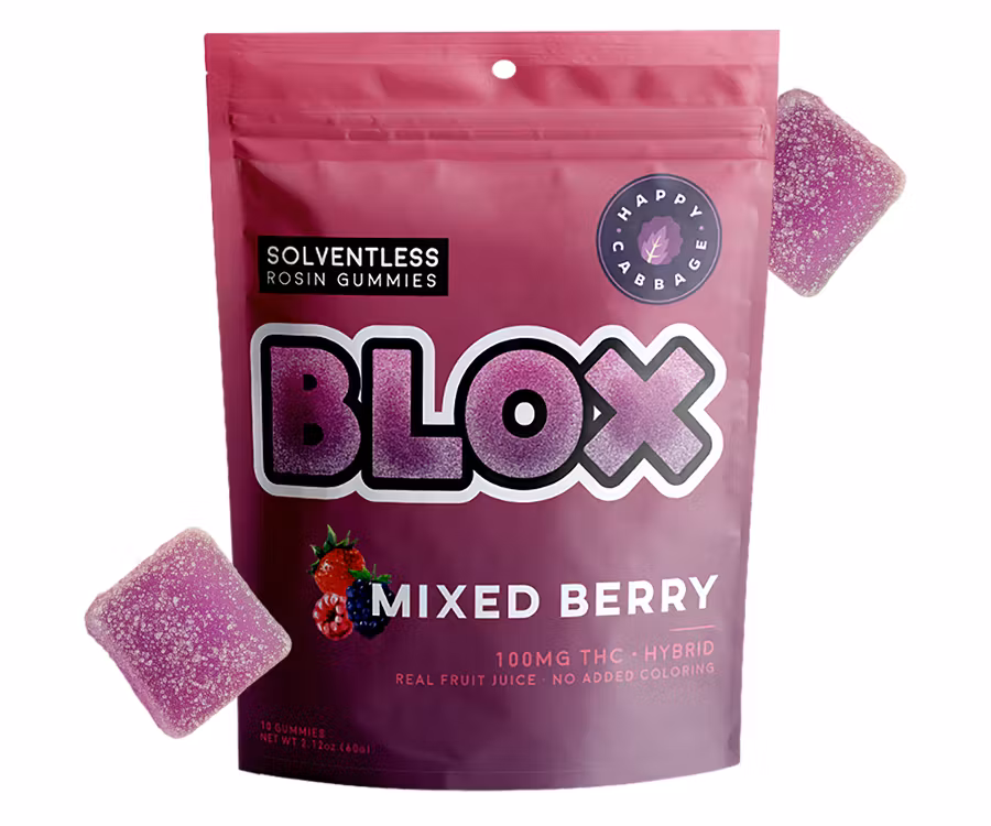 Photograph of product: Happy Cabbage | BLOX - Mixed Berry | Gummies | Live Rosin | 10pk | 100mg