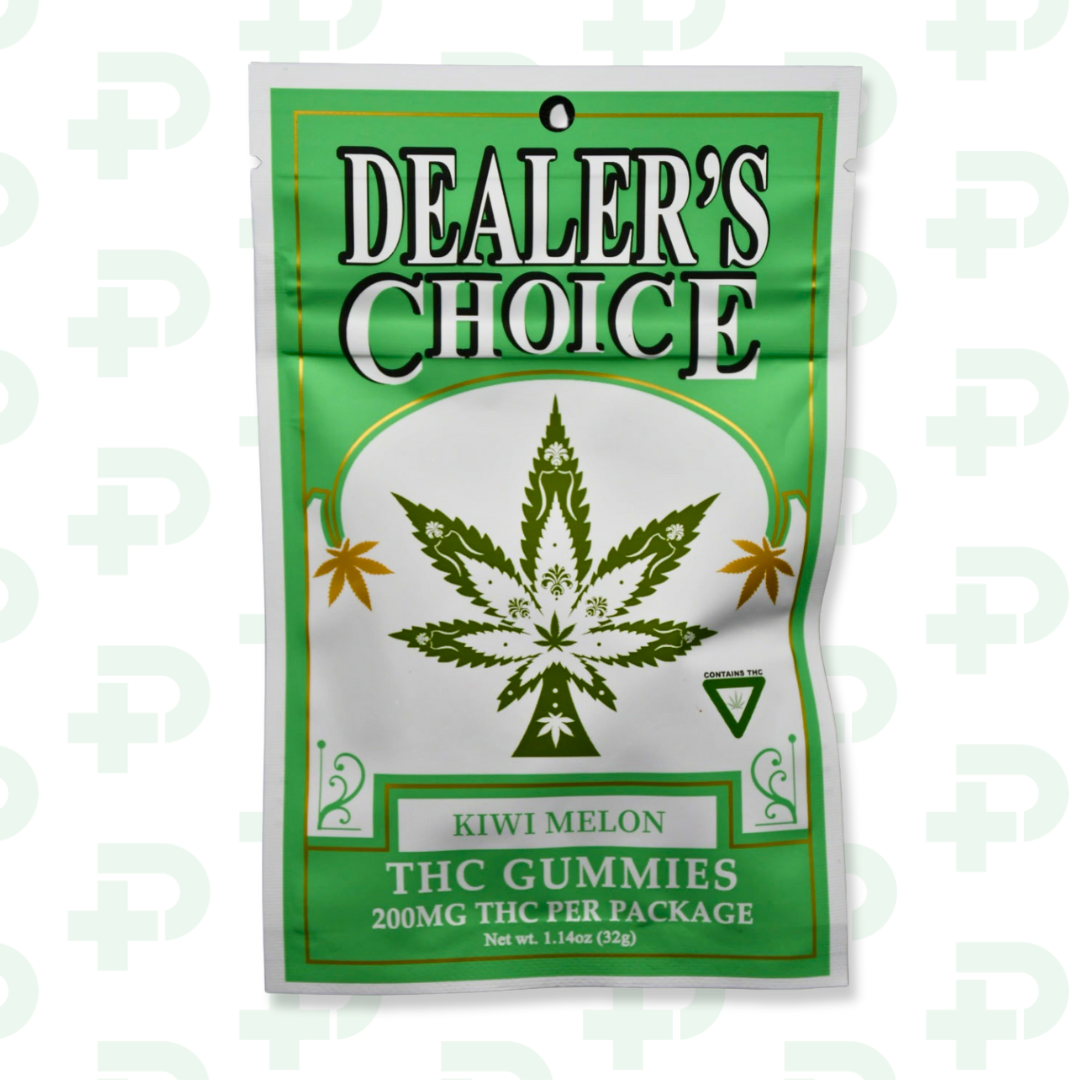Photograph of product: Dealers Choice 200mg Gummies - Kiwi Melon