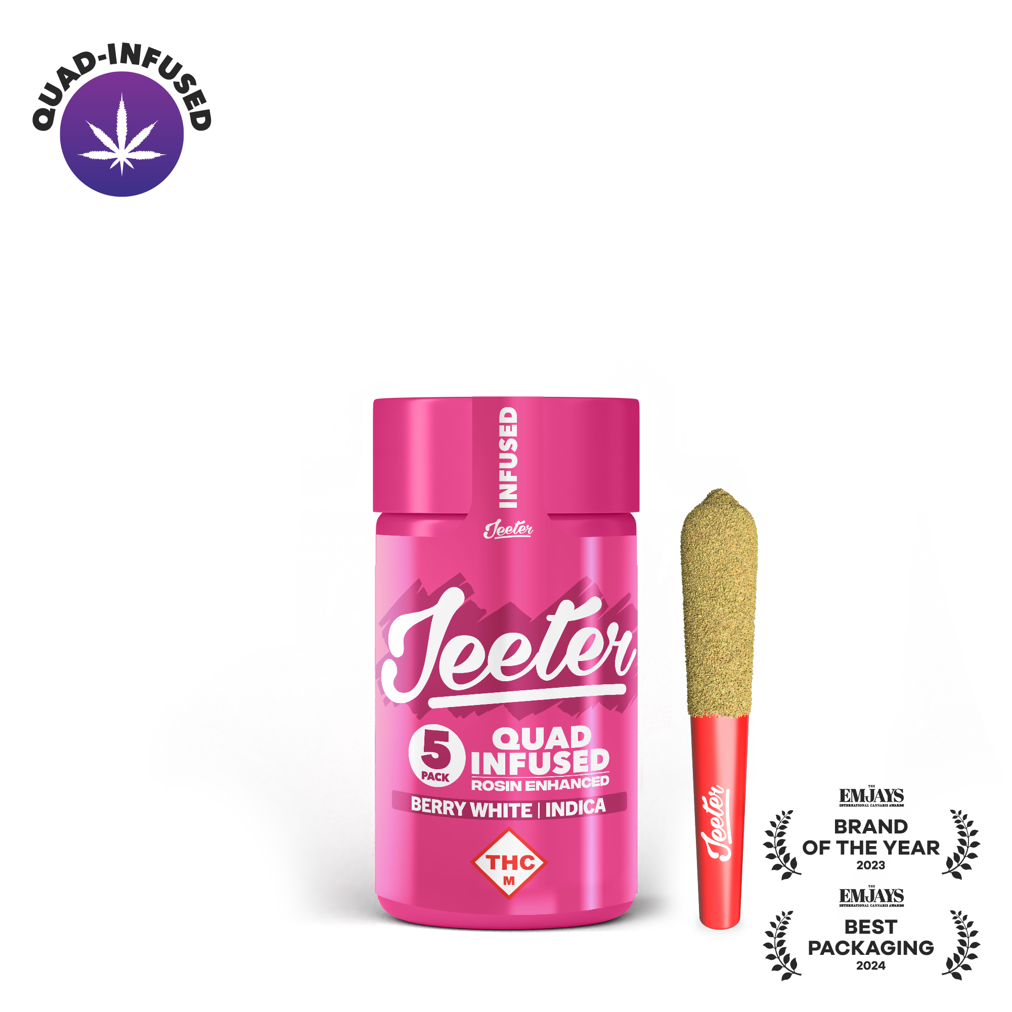 Photograph of product: 0.5g Infused Preroll 5 Pack [2.5g] | Berry White