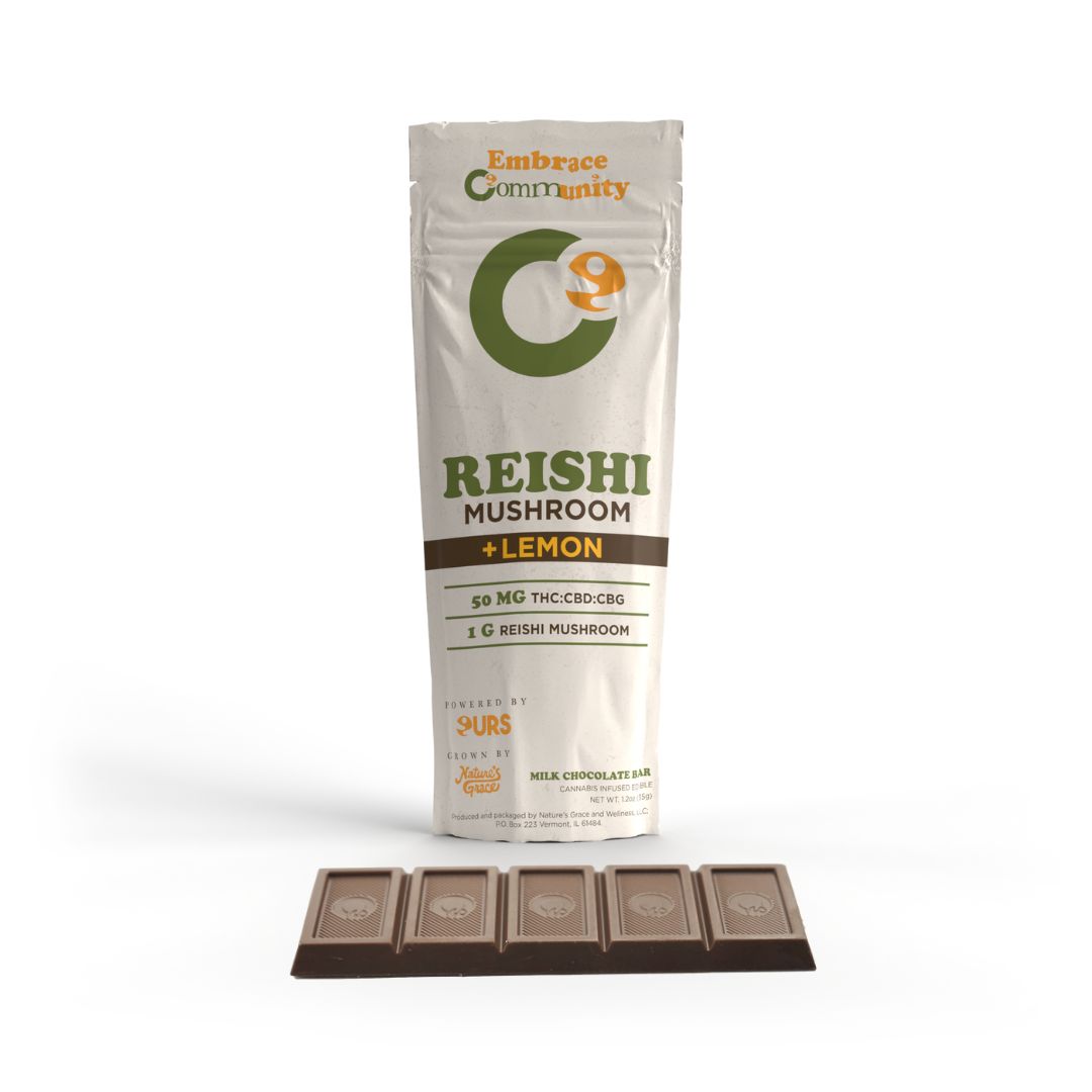 Photograph of product: Lemon Milk Chocolate Bar (Reishi Mushroom) | 50mg TH-oui: 50mg CBD: 50mg CBG | Community