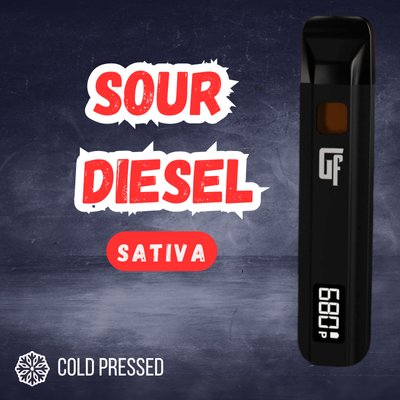 Photograph of product: The Growfather - Sour Diesel- Cold Pressed-Live Rosin Terpenes- 2G Disposable Vape
