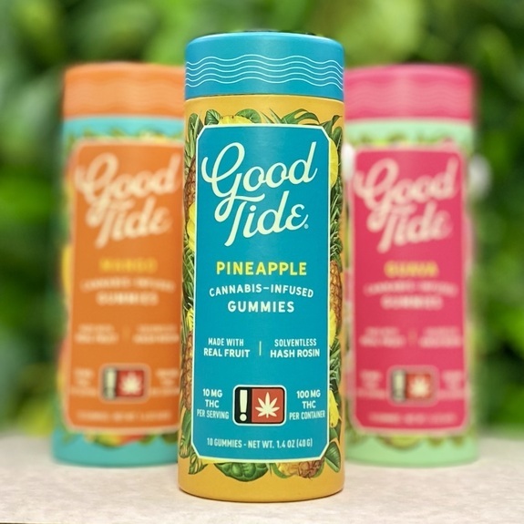 Photograph of product: Pineapple Uplifting/Oui'd - 100mg TH-oui - 10mg x 10pc SOLVENTLESS Gummies - Good Tides