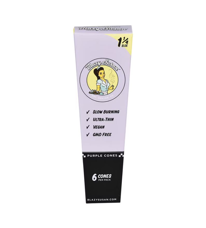 Photograph of product: Blazy Susan Purple Pre-Rolled 1 1/4" Cones 6pk (A0072)
