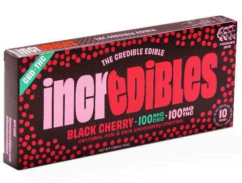 Photograph of product: Incredibles Chocolate: Black Cherry 1:1 TH-oui:CBD | 100mg TH-oui | 10pk